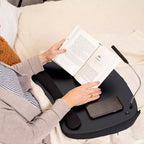 Tavolino da letto in memory foam oversize con luce USB - Adatto a laptop fino a 17 pollici - Nero opaco