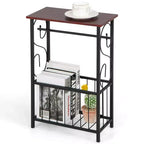 Costway 1PC\2 PCS Side Sofa Narrow Table w/ Removable Paper Holder for Living Room Toilet
